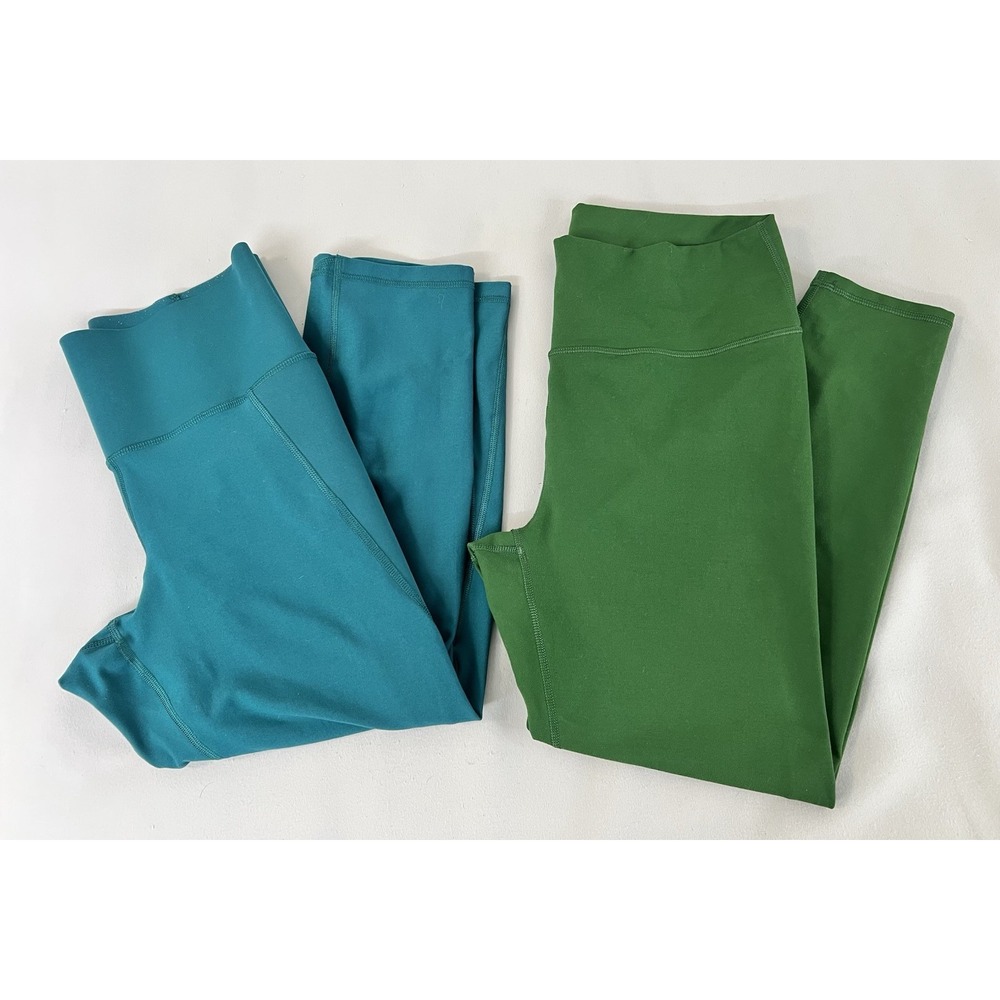 Lot Of 2 Old Navy Fabletics Leggings Size Large Green‎ Blue Gym Womens